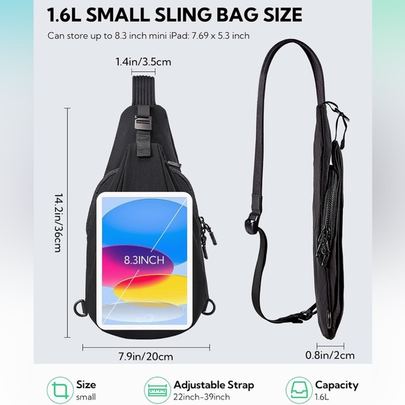 Waterfly Crossbody Sling NWT Black Stickers Included! - Picture 5 of 9